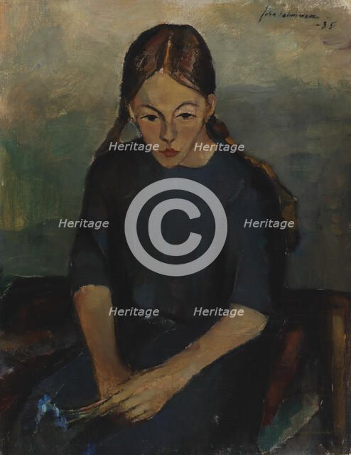 Girl with Anemones, 1935. Creator: Juho Salminen.