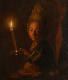 Girl with Burning Candle, c1699-1706. Creator: Godfried Schalcken