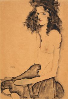 Girl with Black Hair, 1911. Creator: Schiele, Egon (1890-1918)
