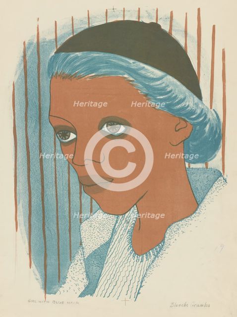Girl with Blue Hair, ca.1935 - 1943. Creator: Blanche Grambs.