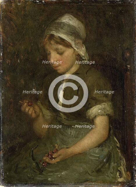 Girl with Cherries, c.1860-c.1914. Creator: Bernardus Johannes Blommers.