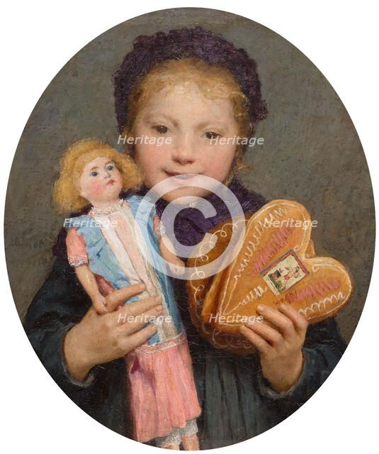 Girl with Christmas Gifts, c1899. Creator: Anker; Albert (1831-1910).