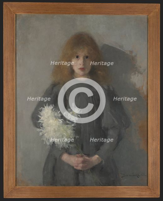 Girl with Chrysanthemums, 1894. Creator: Olga Boznanska.