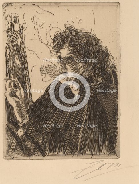 Girl with Cigarette, 1891. Creator: Anders Leonard Zorn.