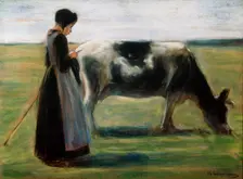 Girl with Cow 19th century. Artist: Max Liebermann