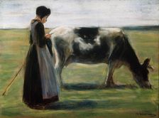 Girl with Cow 19th century. Artist: Max Liebermann