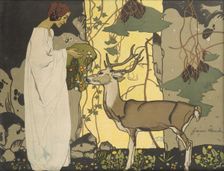 Girl with deer. Creator: Wacik, Franz (1883-1938)