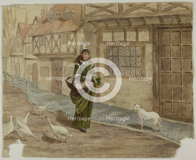 Girl with Eggs and Geese, n.d. Creator: Catherine Greenaway.