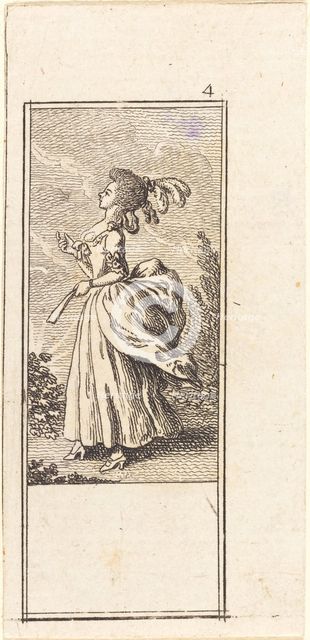 Girl with Fan, Facing Left, 1784. Creator: Daniel Nikolaus Chodowiecki.