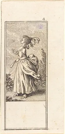Girl with Fan, Facing Left, 1784. Creator: Daniel Nikolaus Chodowiecki