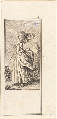 Girl with Fan, Facing Left, 1784. Creator: Daniel Nikolaus Chodowiecki