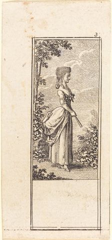 Girl with Fan, Facing Right, 1784. Creator: Daniel Nikolaus Chodowiecki