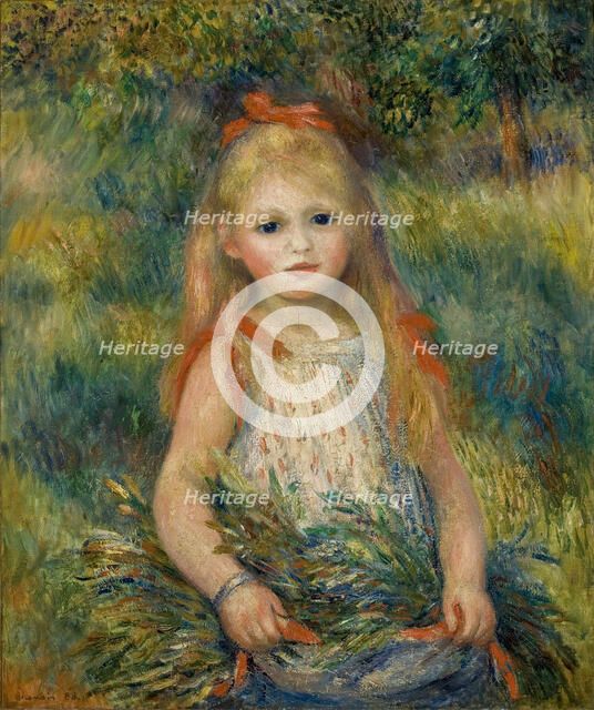 Girl with Flowers, 1888. Creator: Renoir, Pierre Auguste (1841-1919).