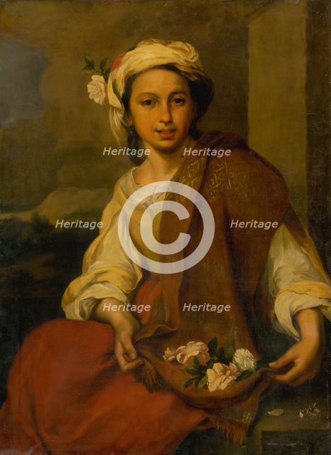 Girl with flowers, 1820-1850. Creator: F. J. Ehemann.