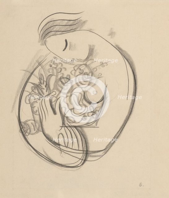 Girl with flowers in her arms, 1938. Creator: Mikulas Galanda.