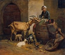 Girl with goat, 1849. Creator: Leopold Brunner the younger