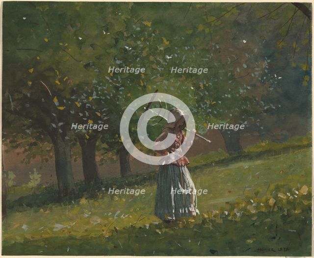 Girl with Hay Rake, 1878. Creator: Winslow Homer.