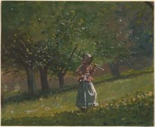 Girl with Hay Rake, 1878. Creator: Winslow Homer