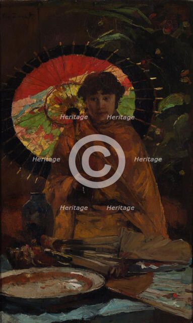 Girl with Japanese parasol, ca 1899. Artist: Zwart, Willem de (862-1931)