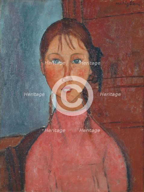 Girl with Pigtails, c1918. Creator: Modigliani, Amedeo (1884-1920).