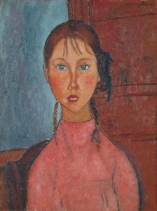 Girl with Pigtails, c1918. Creator: Modigliani, Amedeo (1884-1920)