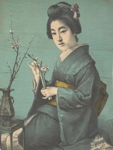Girl with Plum Blossoms, ca. 1900? Creators: Unknown, Hugechi