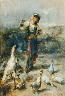 Girl with poultry, 1894. Creator: Johann Till