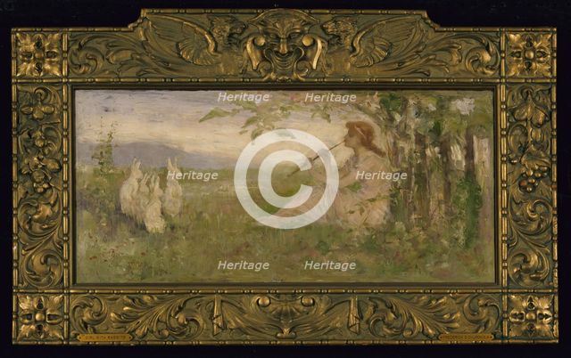 Girl with Rabbits, 1886. Creator: Frederick Stuart Church.