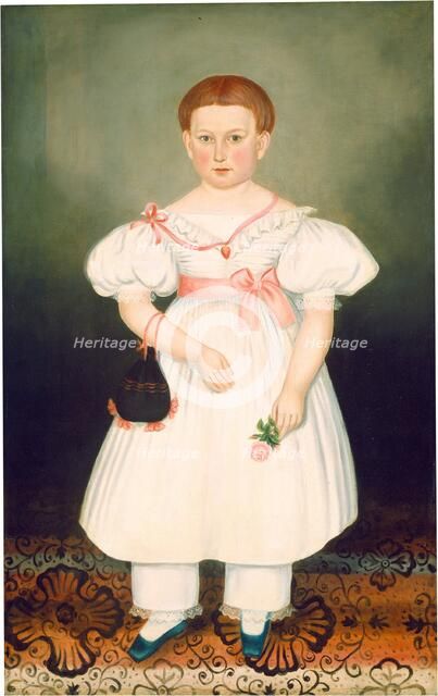 Girl with Reticule and Rose, c. 1840. Creator: Joseph Whiting Stock.