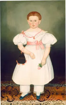 Girl with Reticule and Rose, c. 1840. Creator: Joseph Whiting Stock