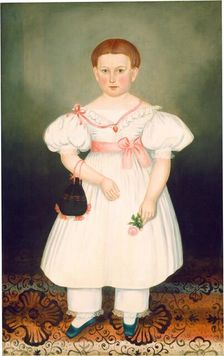 Girl with Reticule and Rose, c. 1840. Creator: Joseph Whiting Stock