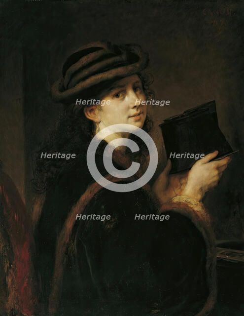 Girl with stereoscope, 1871. Creator: Hans Canon.