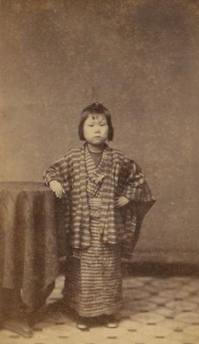 Girl with Striped Robe, 1870s. Creator: Unknown