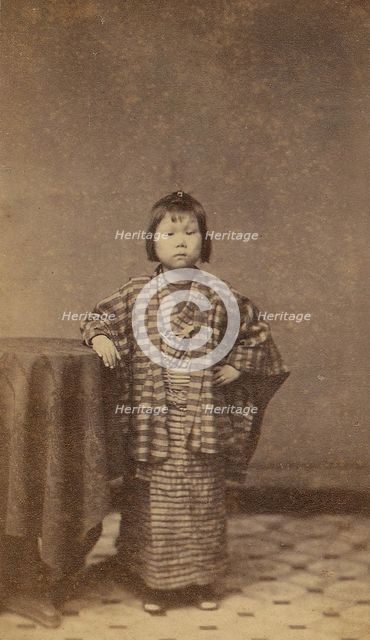 Girl with Striped Robe, 1870s. Creator: Unknown.