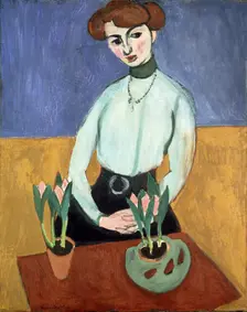 Girl with Tulips (Jeanne Vaderin) 1910. Creator: Henri Matisse