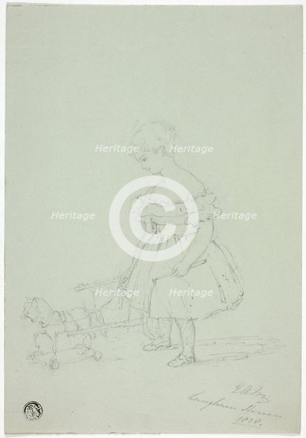 Girl with Toy Horse at Langham House, 1838. Creator: Elizabeth Murray.