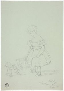 Girl with Toy Horse at Langham House, 1838. Creator: Elizabeth Murray
