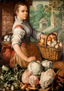 Girl with Vegetables , 1566. Creator: Beuckelaer, Joachim (ca. 1533-1574)