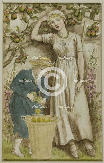 Girl and Boy Picking Apples, n.d. Creator: Catherine Greenaway.
