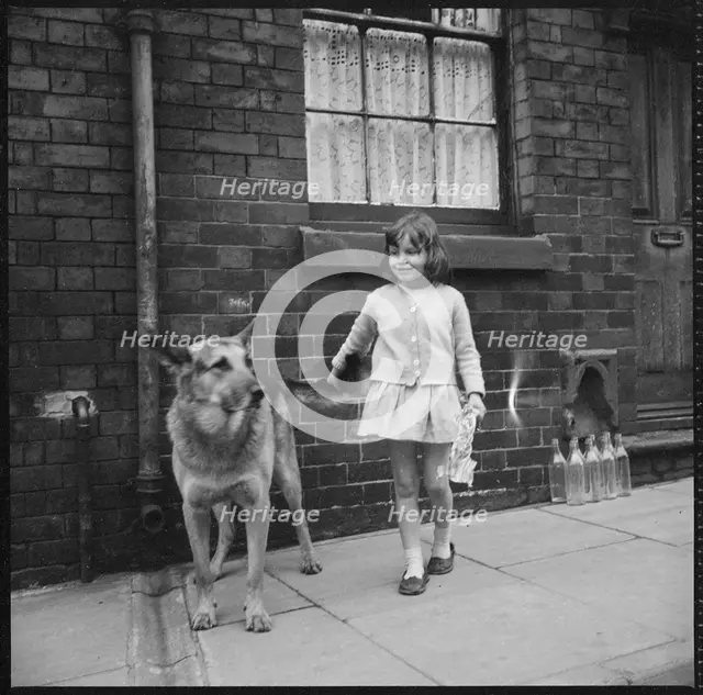 Girl and dog, Middleport, Burslem, Stoke-on-Trent, Staffordshire, 1965-1968. Creator: Eileen Deste.