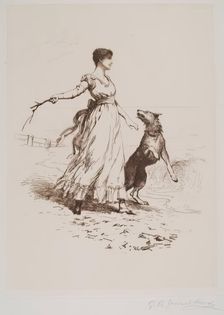 Girl and Dog, c1890s. Creator: George Percy Jacomb-Hood