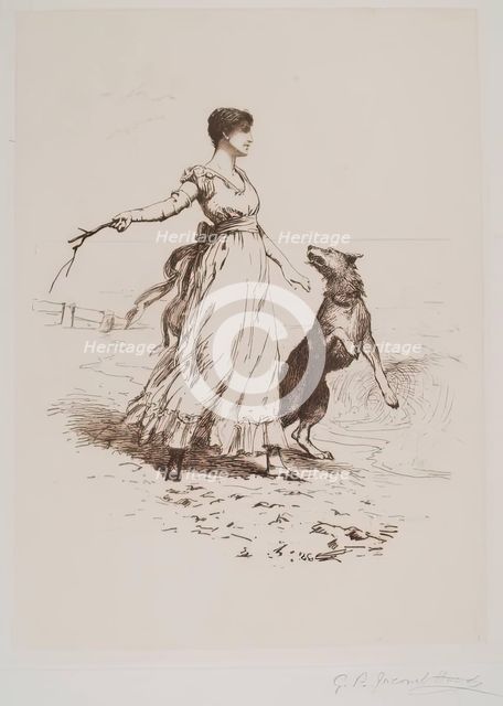 Girl and Dog, c1890s. Creator: George Percy Jacomb-Hood.