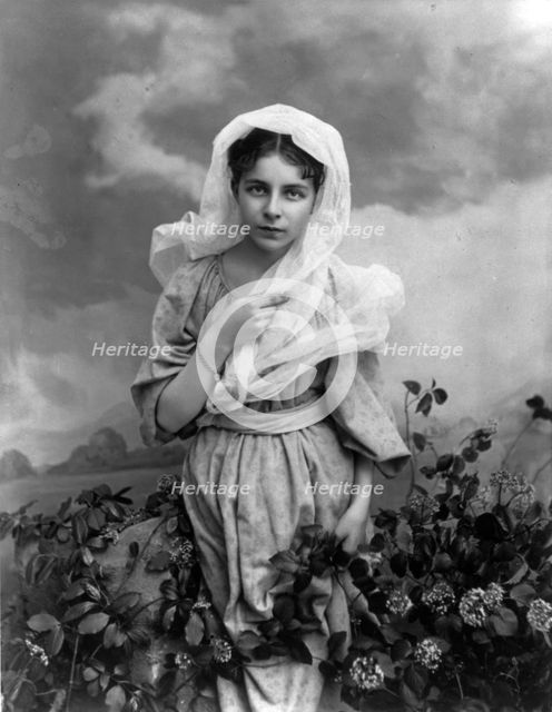 Girl and flowers, c1897. Creator: Minnie Libby.