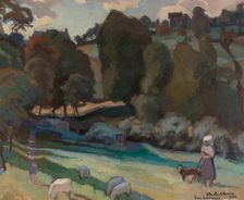 Girl and sheep, 1920. Creator: Eero Snellman