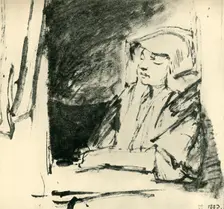 Girl Asleep in a Window c1655, (1943). Creator: Rembrandt Harmensz van Rijn