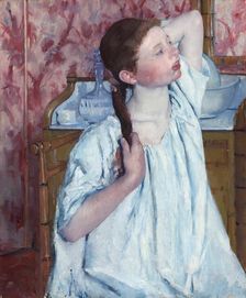 Girl Arranging Her Hair, 1886. Creator: Mary Cassatt