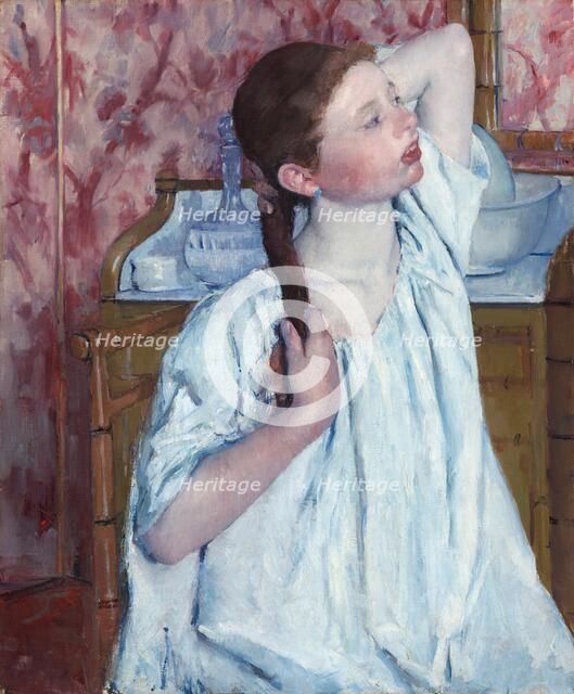 Girl Arranging Her Hair, 1886. Creator: Mary Cassatt.