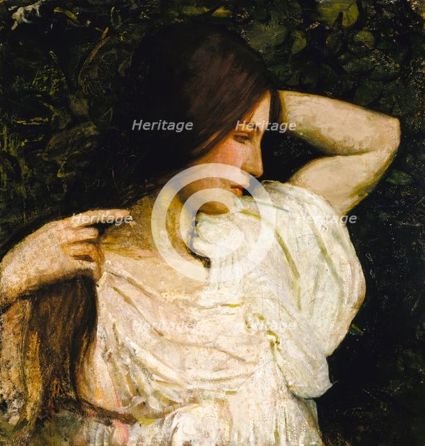 Girl Arranging Her Hair, 1918-1919. Creator: Abbott Handerson Thayer.