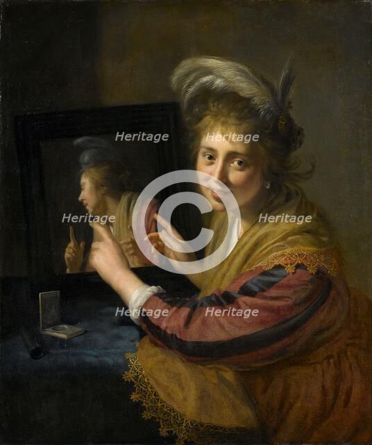 Girl at the Mirror, 1632. Creator: Paulus Moreelse.