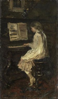 Girl at the Piano, c.1879. Creator: Jacob Henricus Maris